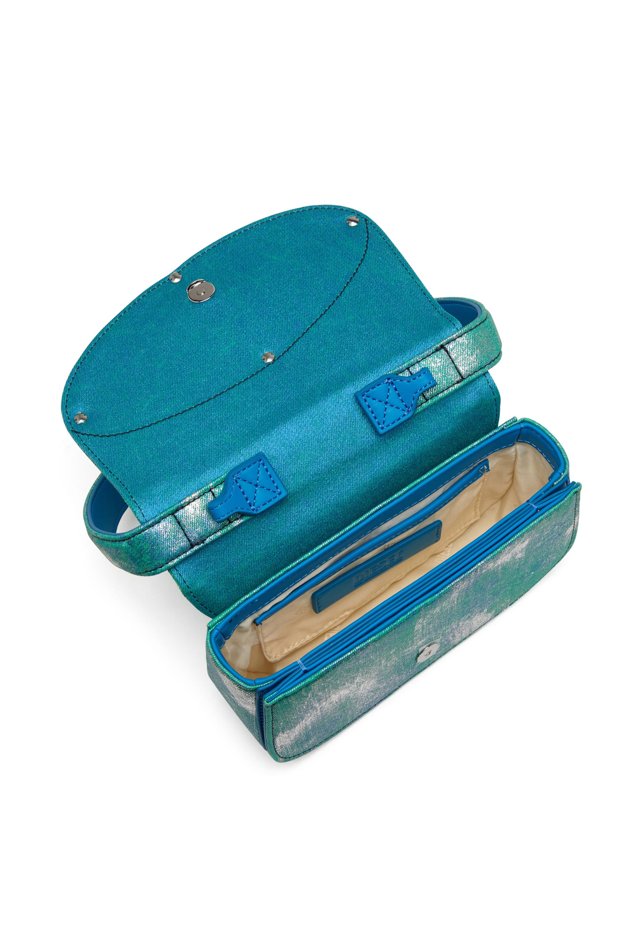 Diesel - 1DR, Woman's 1DR-Iconic shoulder bag in pop colour denim in Blue/Green - 5