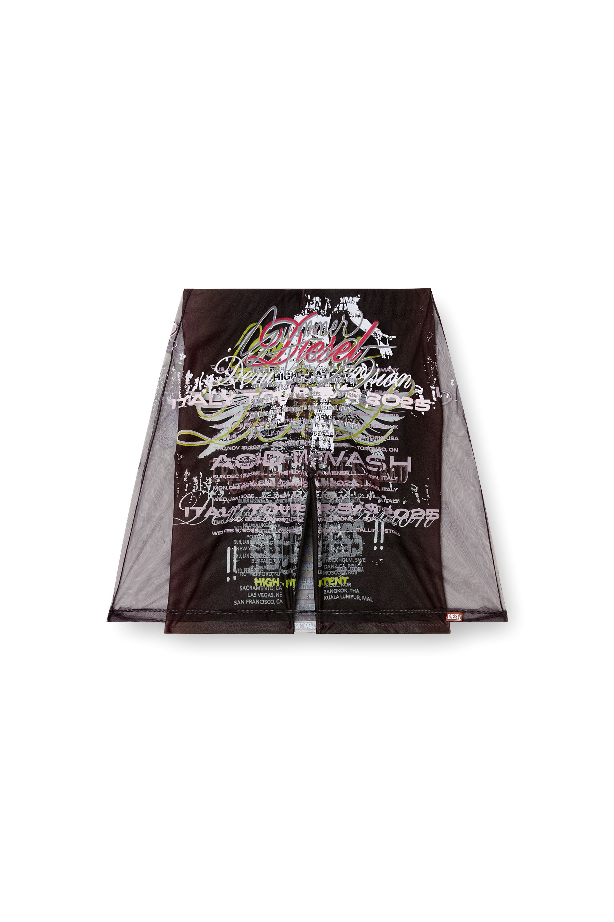 Diesel - O-LYMPIAC-1, Woman's Layered skirt with lyrics print in Black - 2