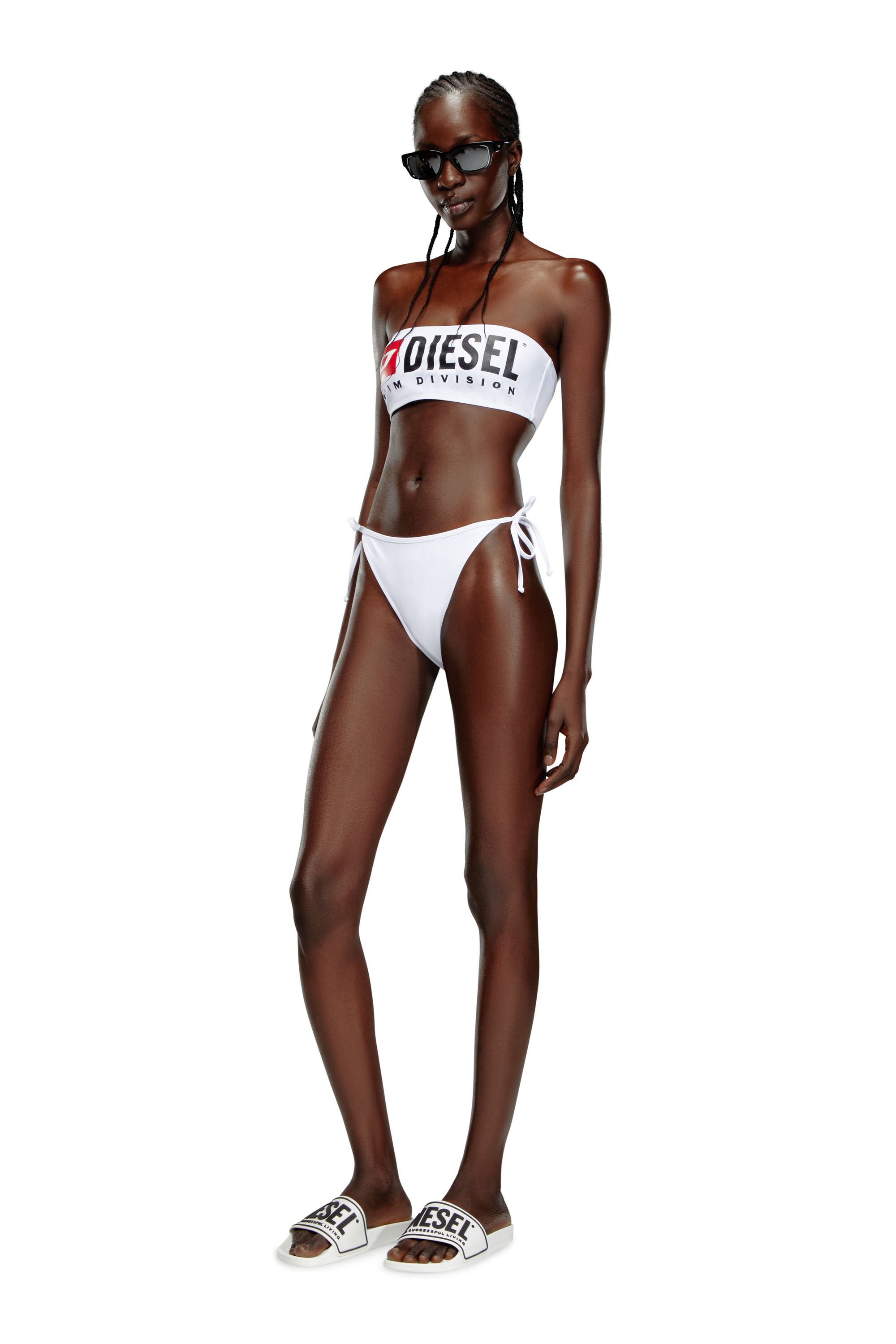 Diesel - BFPN-BRIGITTES, Woman's Maxi logo bikini briefs in recycled nylon in White - 2