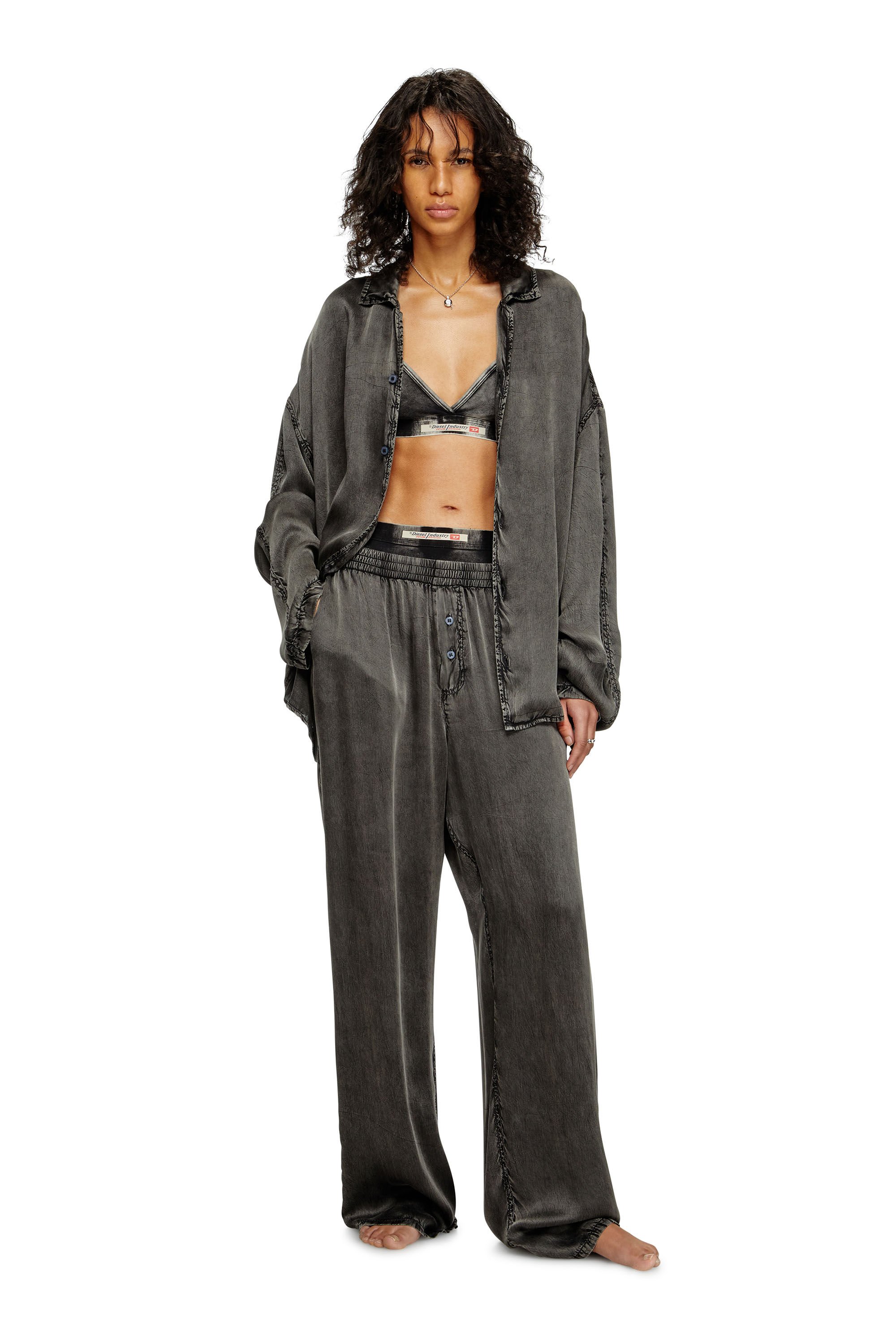Diesel - SET-KEITH-DNM, Unisex's Fluid pyjamas with denim effect in Black - 1