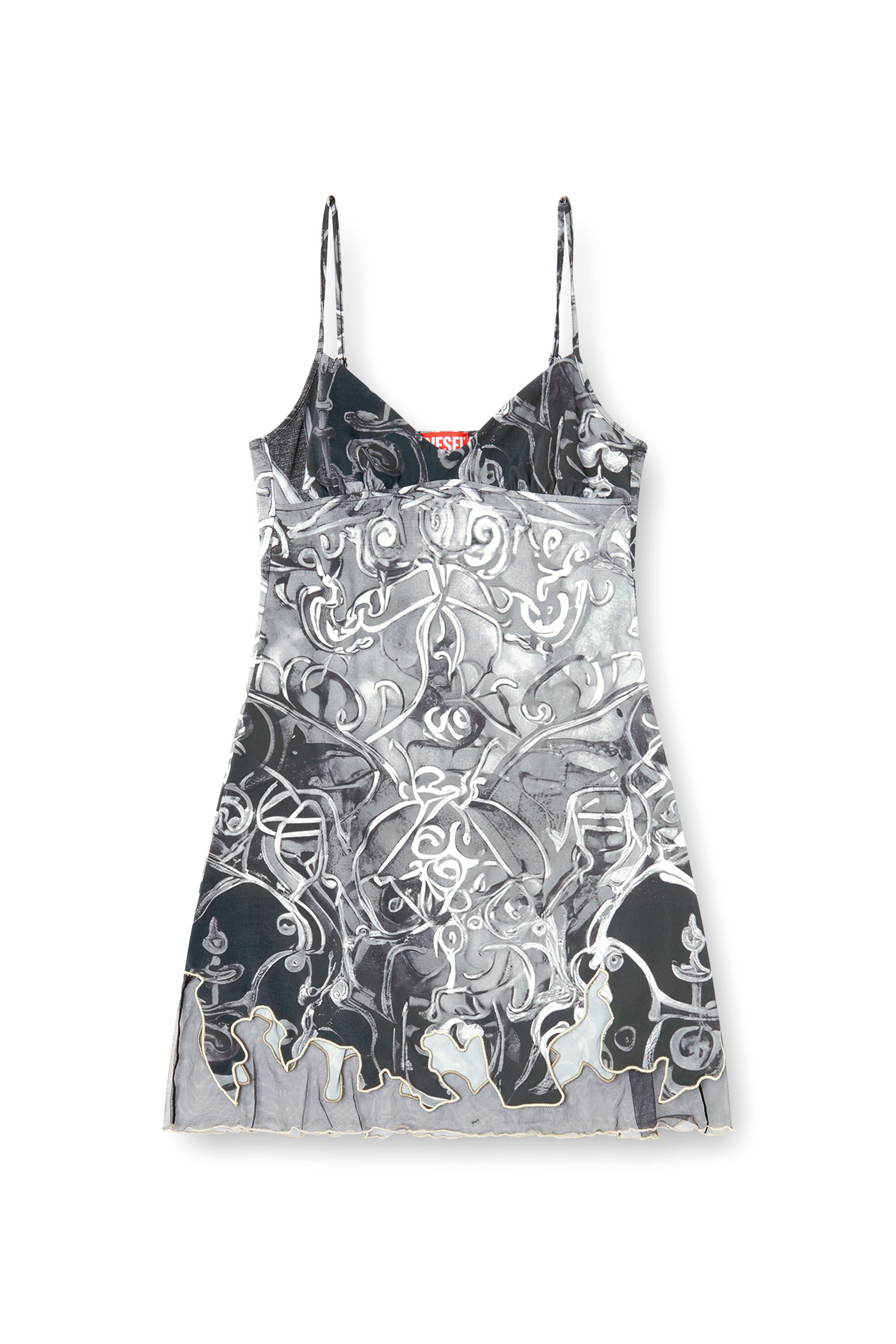 Diesel - D-INLAY, Woman's Nylon mini dress with Heraldic print in Grey - 2