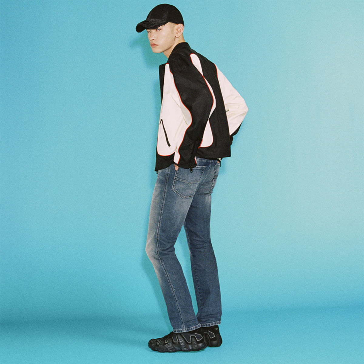 A man wearing Diesel jeans