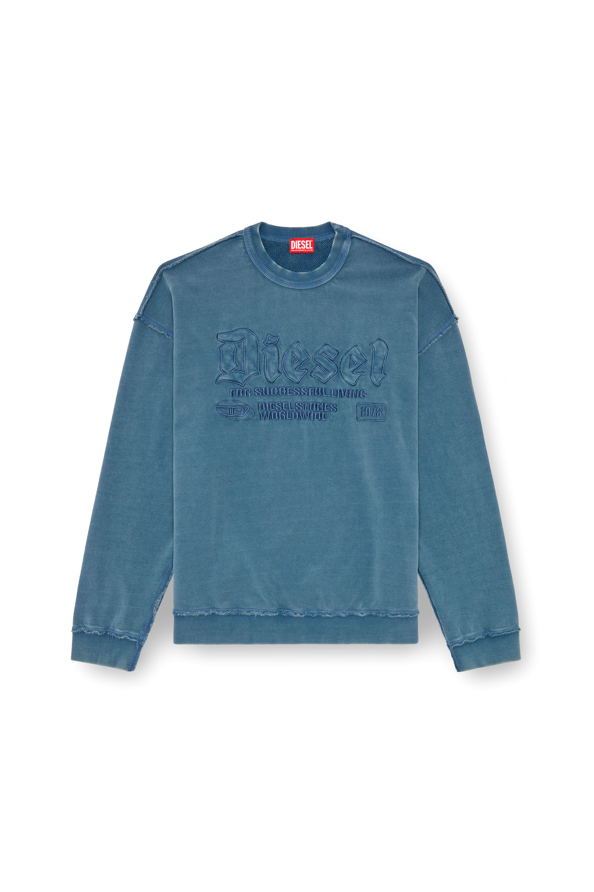 Diesel - S-BOXT-RAW, Man's Sweatshirt with logo embroidery in Blue - 3