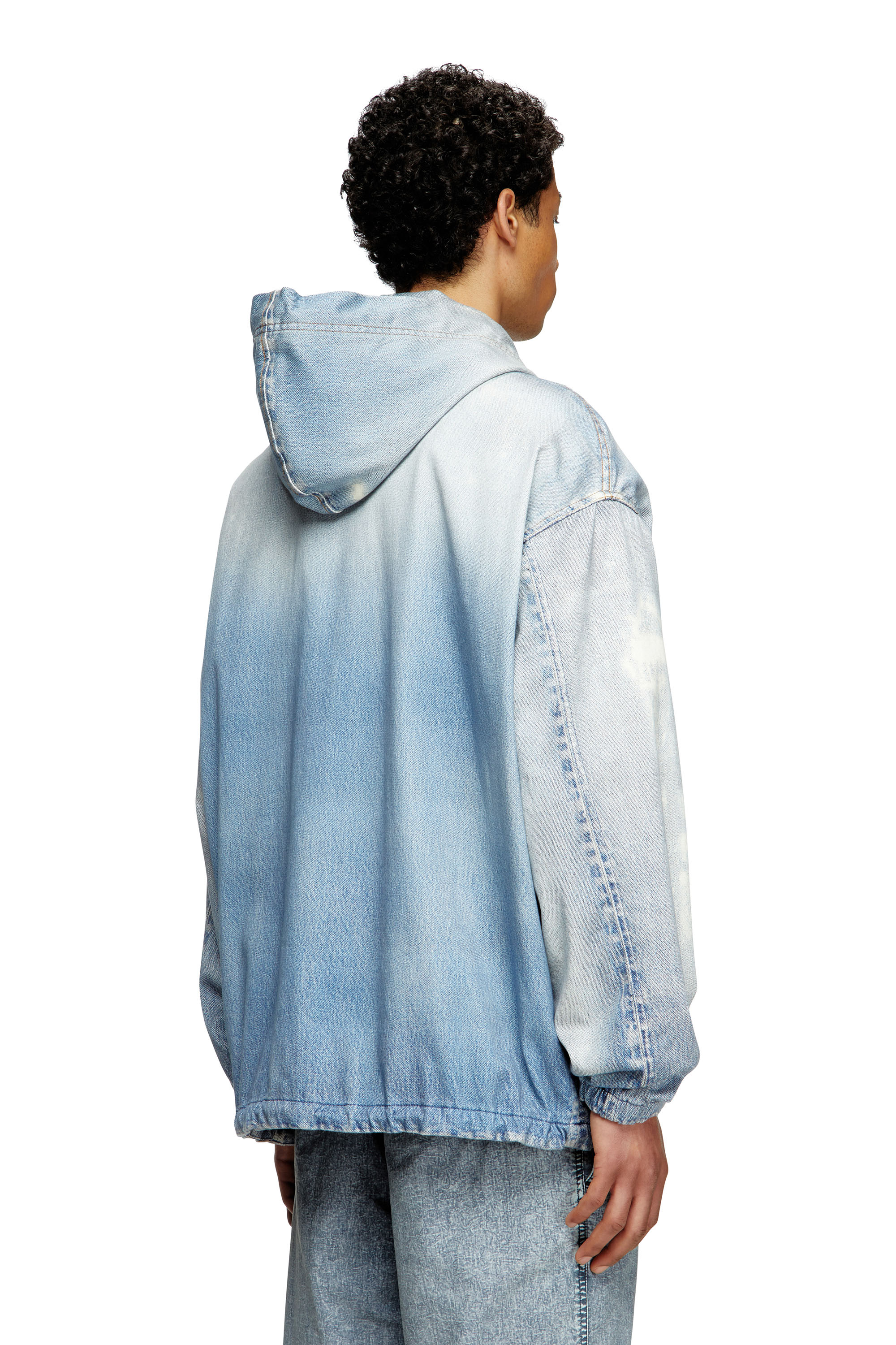 Diesel - D-WYNNY JOGG, Man's Hooded jacket in printed bleach-effect JoggJeans in Light Blue - 3