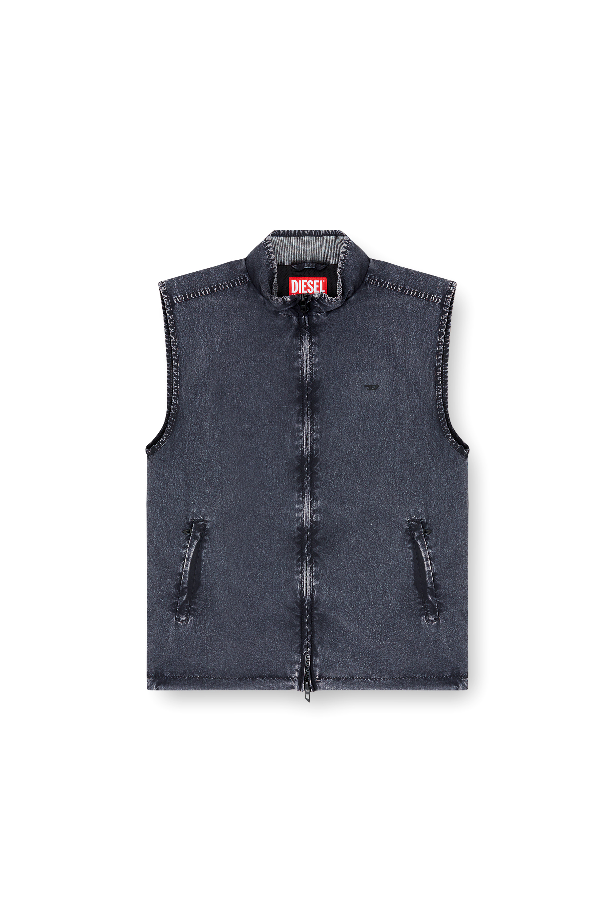 Diesel - J-ERB, Man's Vest in recycled nylon taslan in Black - 3