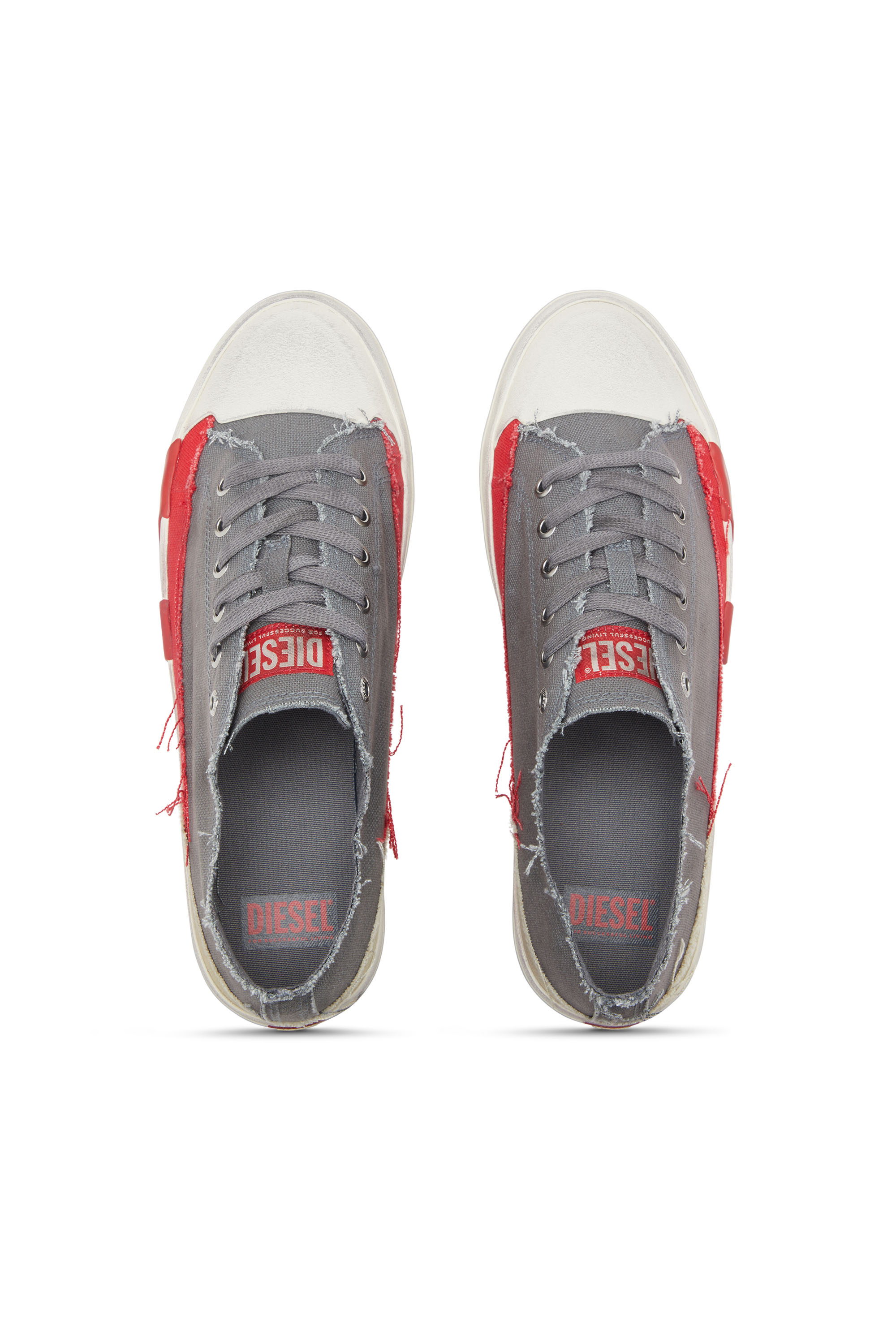 Diesel - S-D-VERSE LOW, Man's S-D-Verse-Dirty-effect canvas sneakers in Grey - 7
