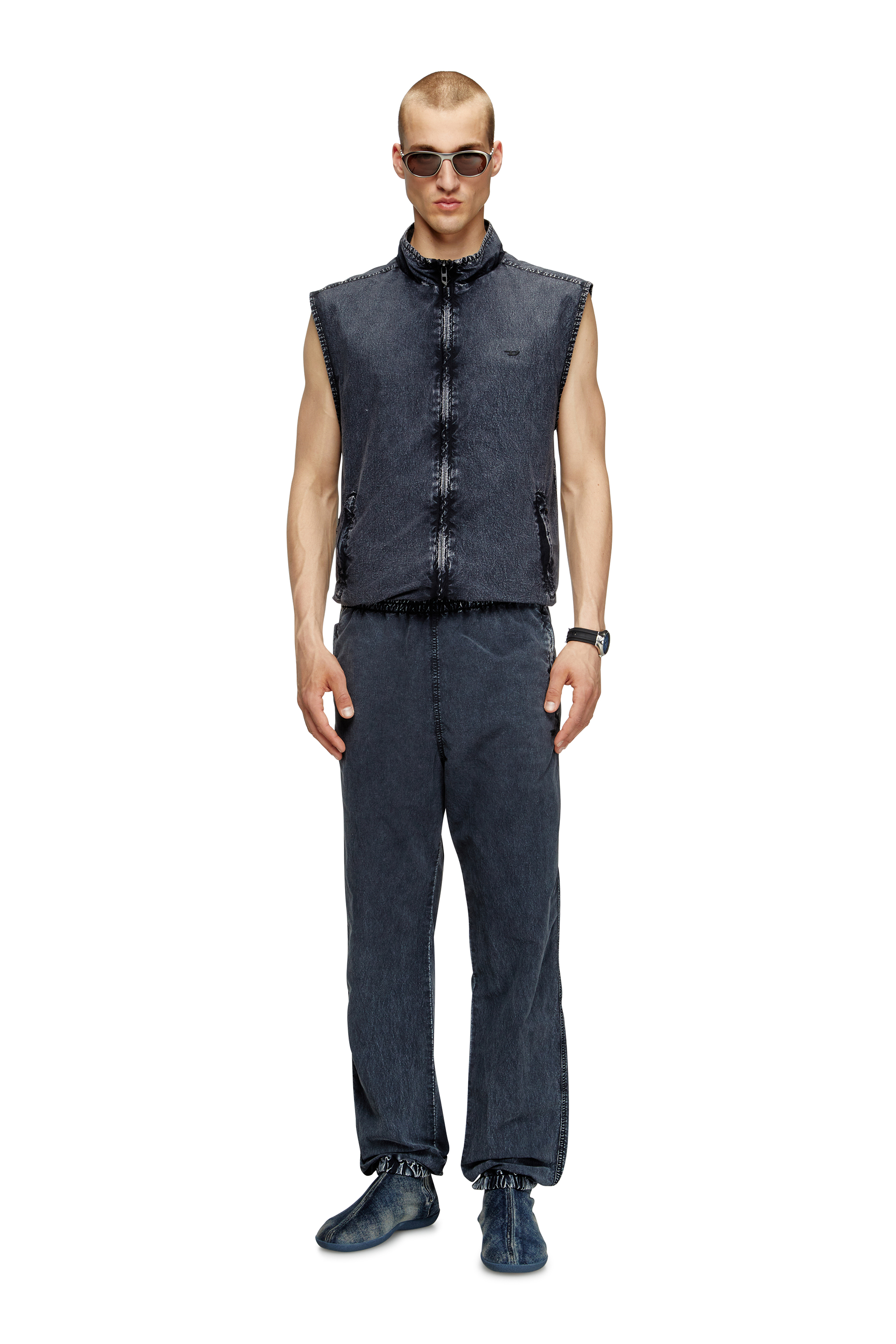 Diesel - J-ERB, Man's Vest in recycled nylon taslan in Black - 2