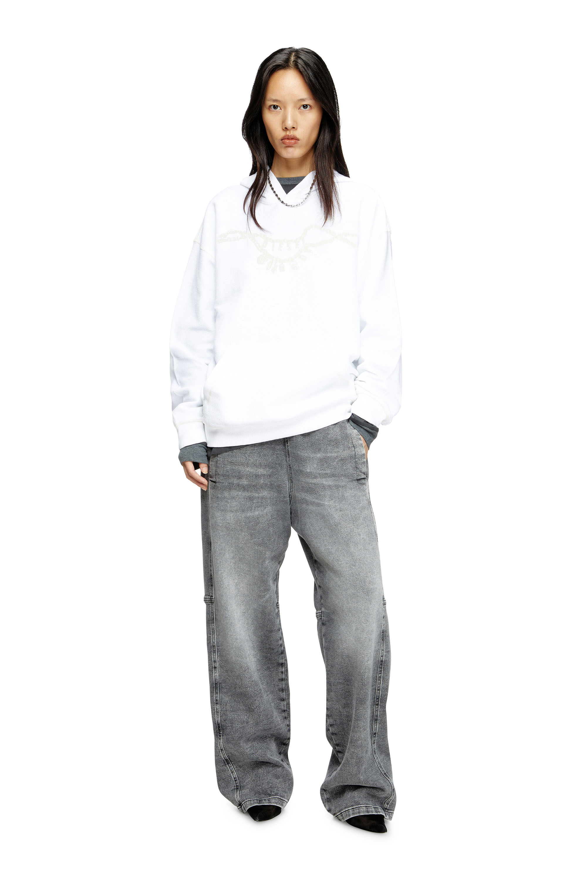 Diesel - S-BOXT-HOOD-HOSHI, Unisex's Hoodie with charm necklace print in White - 6