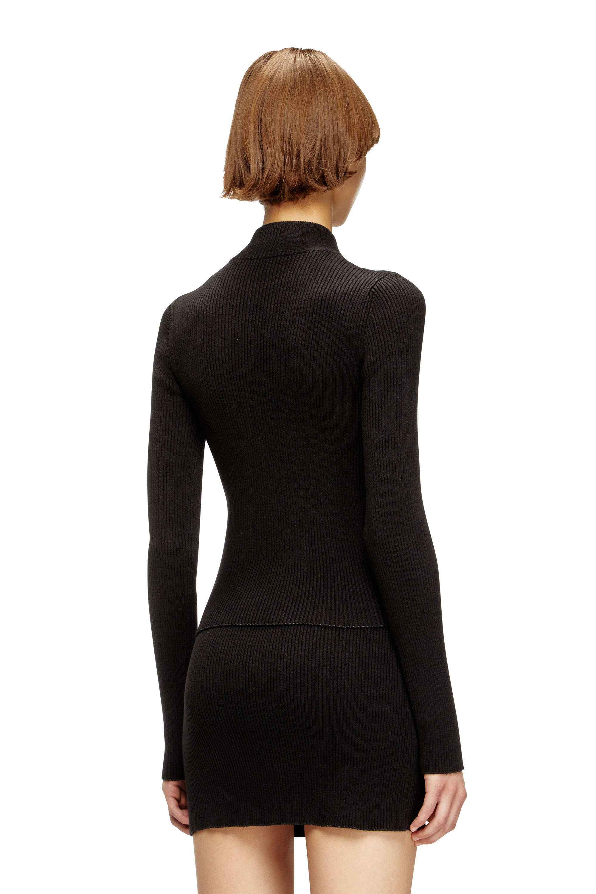 Diesel - M-MELISSA, Woman's Ribbed dress with cargo pockets in Black - 4