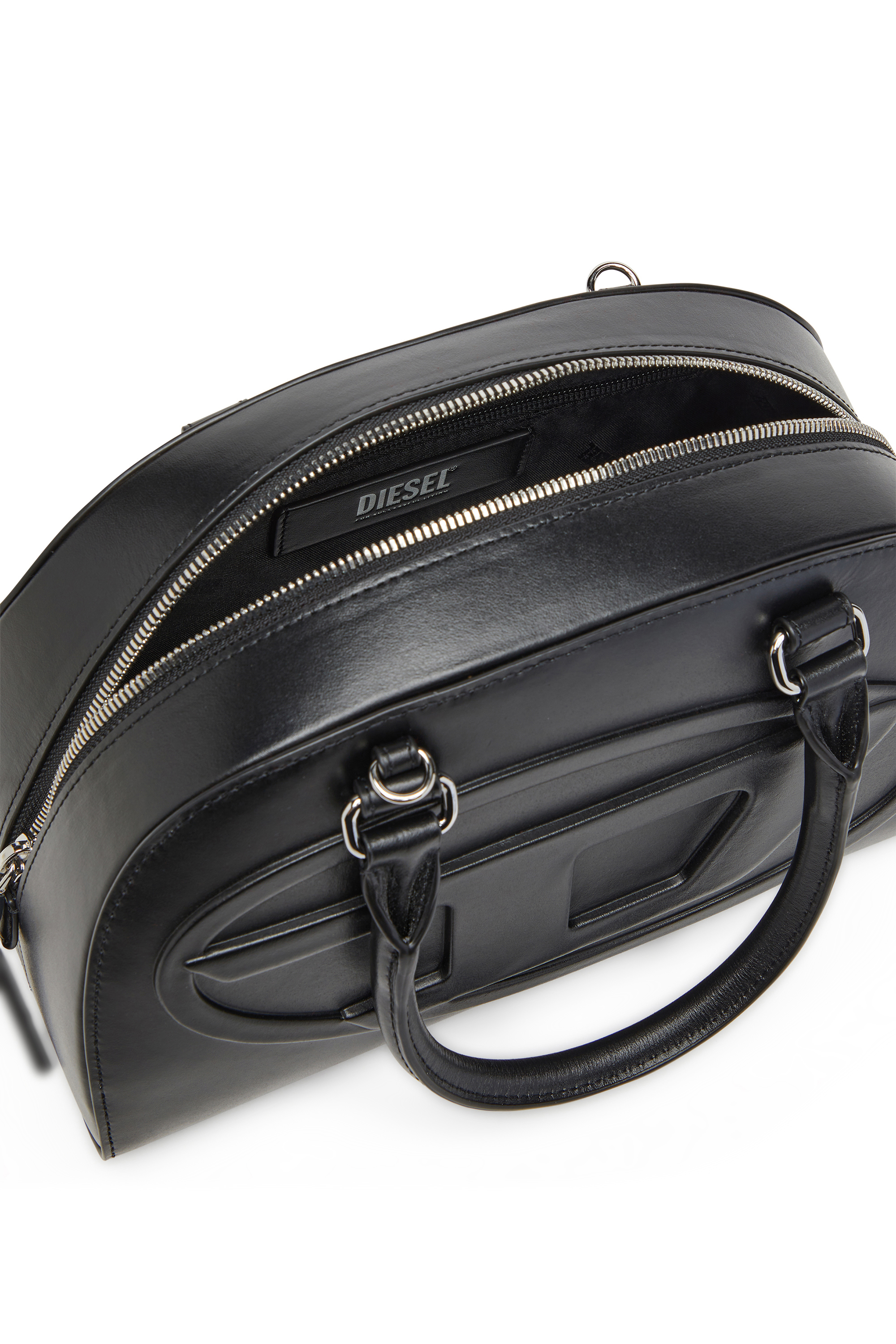 Diesel - 1DR DOME TOP HANDLE, Woman's Leather bowling bag in Black - 3