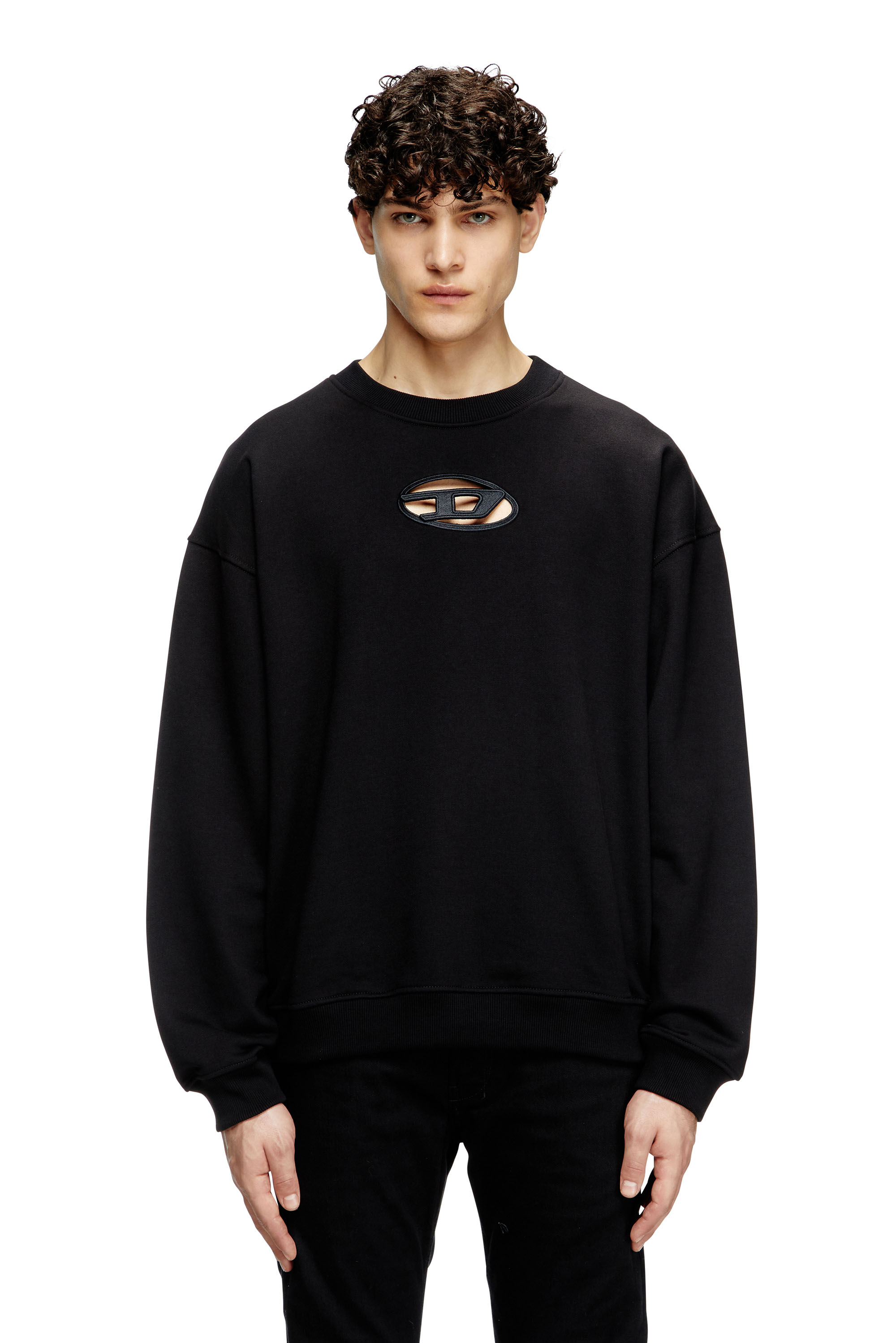 Diesel - S-BOXT-OD, Man's Sweatshirt with cut-out Oval D logo in Black - 1