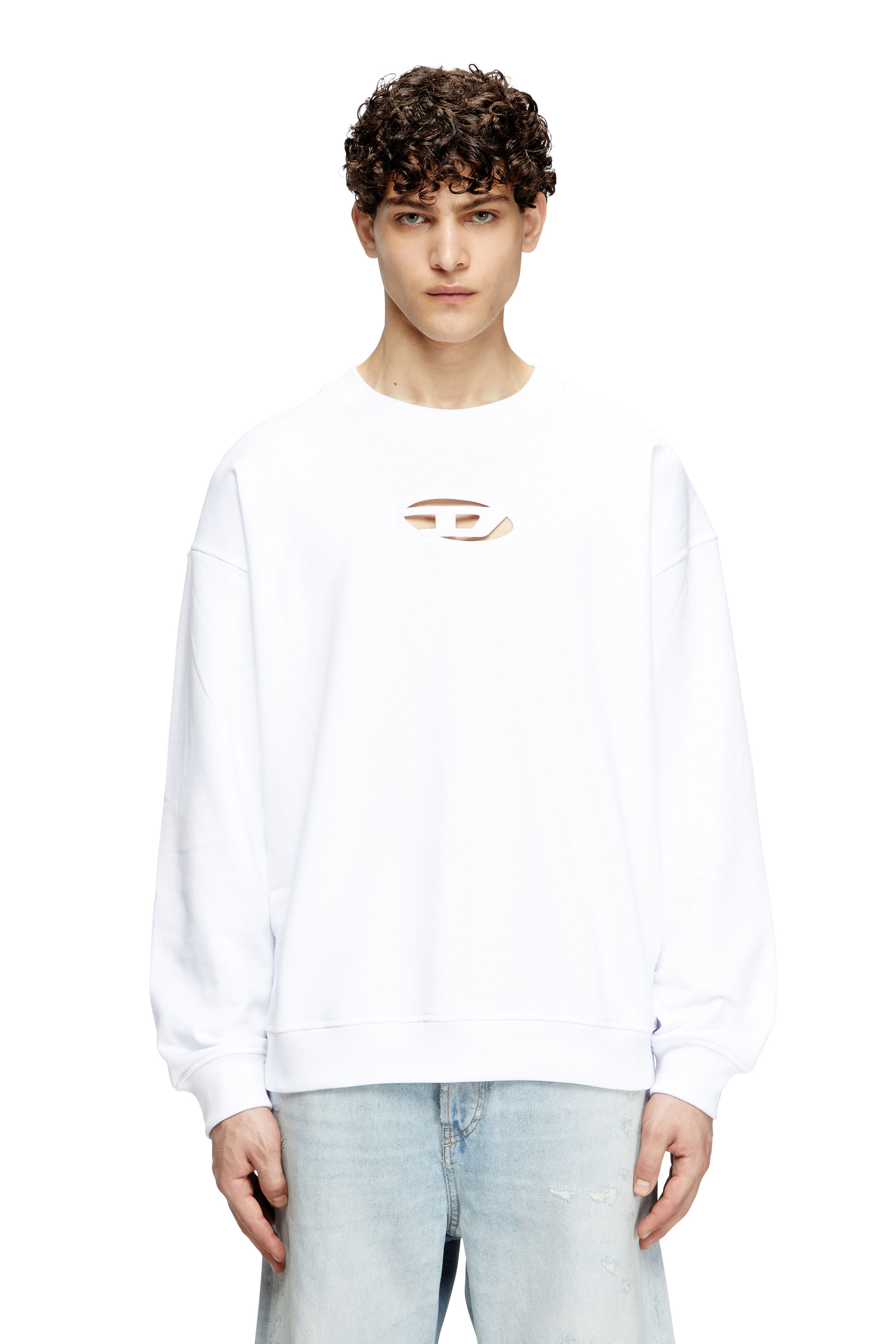 Diesel - S-BOXT-OD, Man's Sweatshirt with cut-out Oval D logo in White - 1